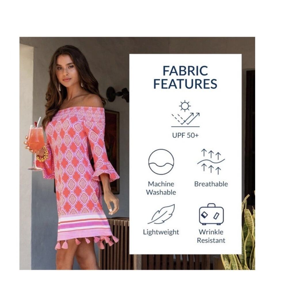Cabana Life Off-The-Shoulder Sundress UPF 50+ Sun Protective Cover-Up Medium - Picture 3 of 14